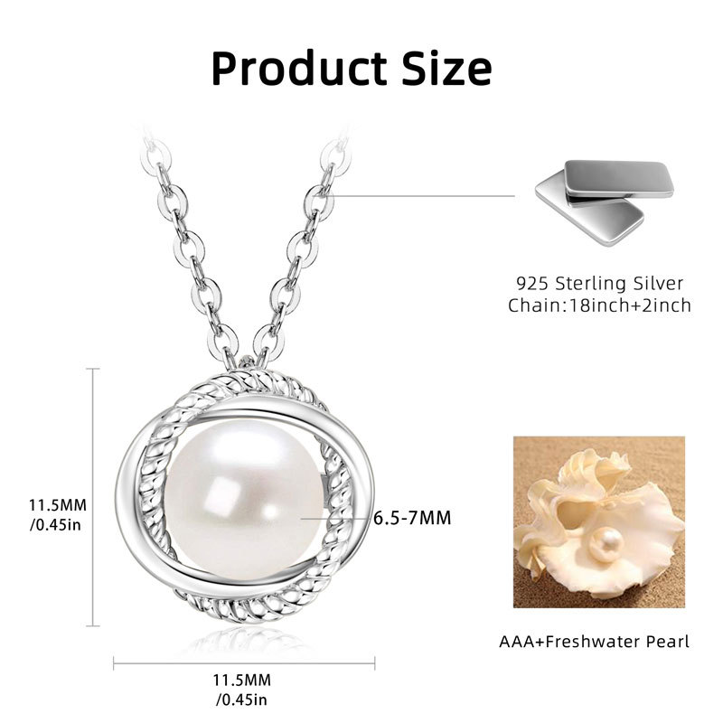 6.5-7 mm Natural Freshwater Pearl Infinity Pendant Necklace