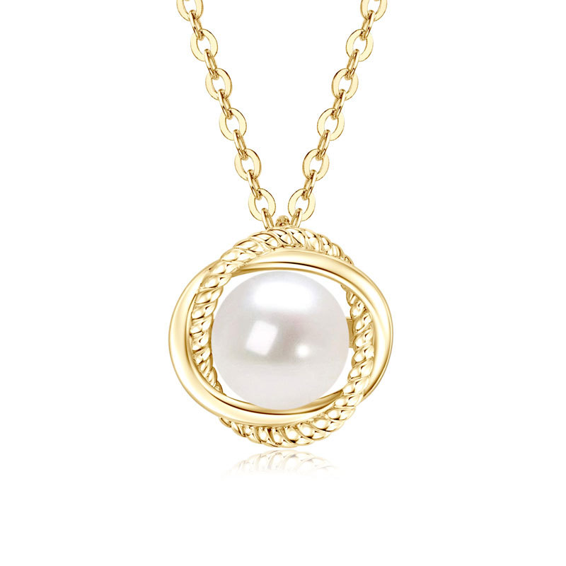 6.5-7 mm Natural Freshwater Pearl Infinity Pendant Necklace