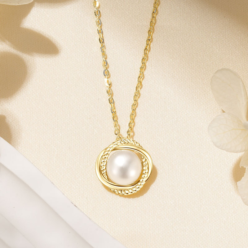 6.5-7 mm Natural Freshwater Pearl Infinity Pendant Necklace