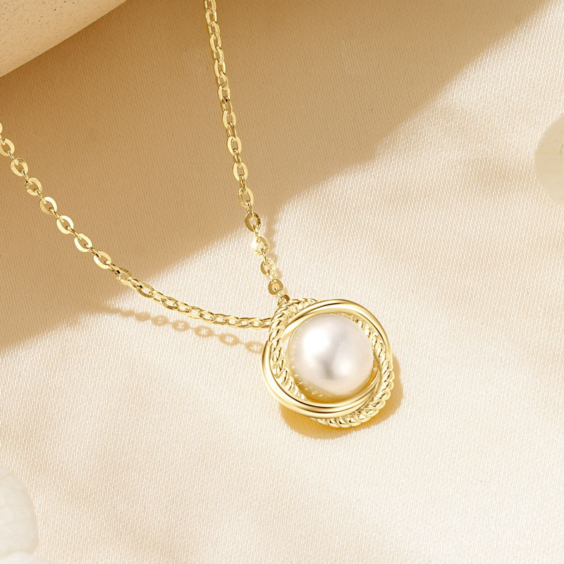 6.5-7 mm Natural Freshwater Pearl Infinity Pendant Necklace
