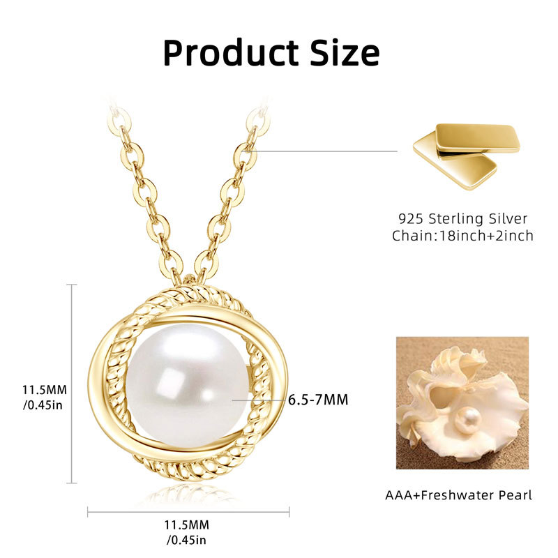 6.5-7 mm Natural Freshwater Pearl Infinity Pendant Necklace