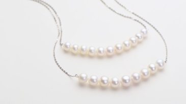 6-7 mm & 7-8 mm Cultured Freshwater High Gloss White Pearl Double Chain Necklace
