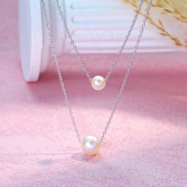 Double-Layered 5.5-6 mm & 8-8.5 mm Freshwater White Pearl Necklace