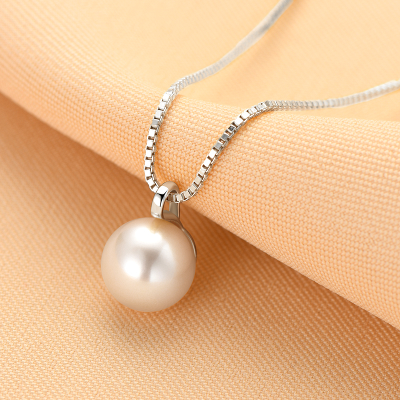 8-9 mm Natural Freshwater Pearl Box Chain Pendant Necklace