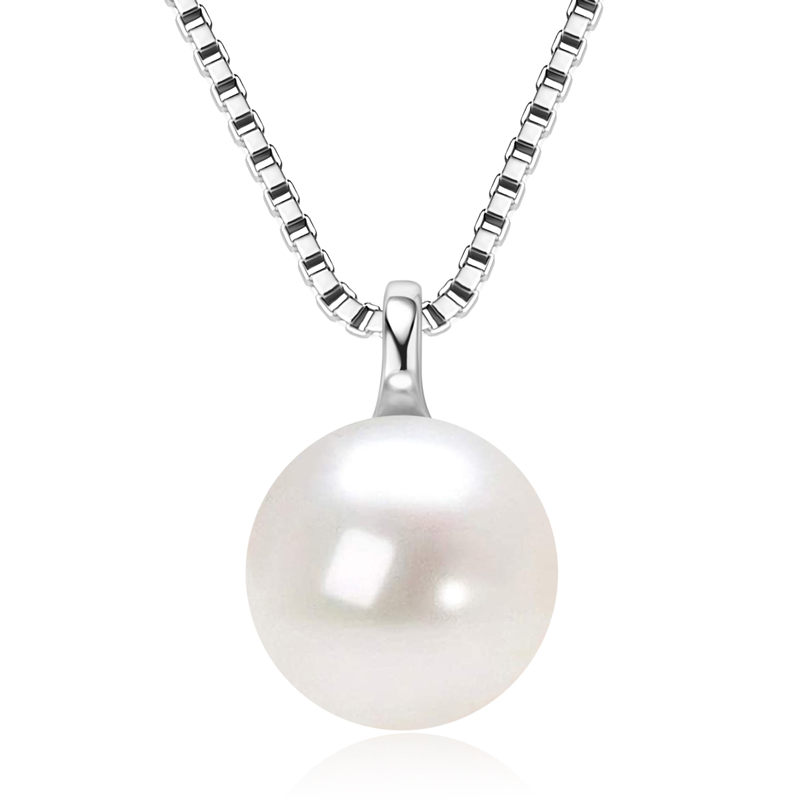 8-9 mm Natural Freshwater Pearl Box Chain Pendant Necklace