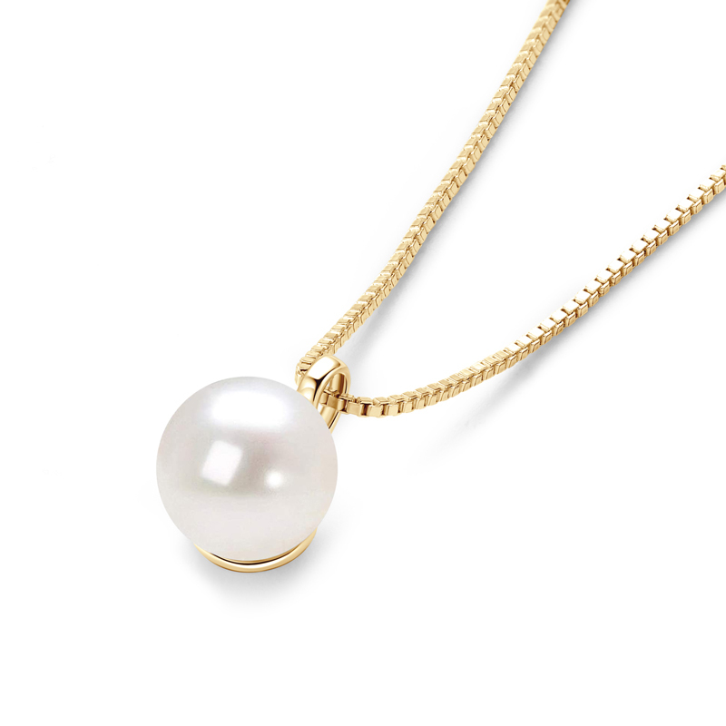 8-9 mm Natural Freshwater Pearl Box Chain Pendant Necklace