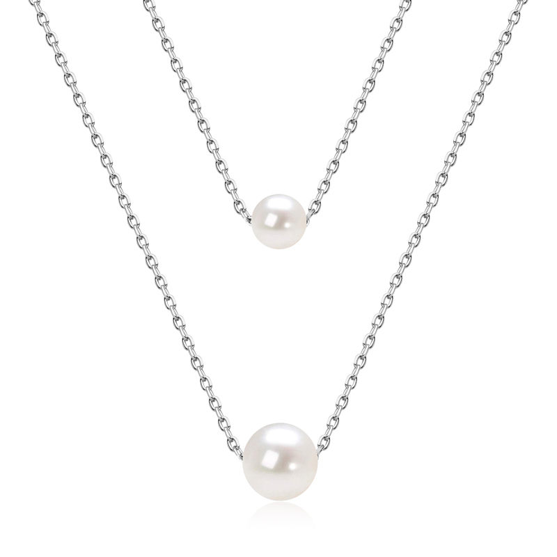 Double-Layered 5.5-6 mm & 8-8.5 mm Freshwater White Pearl Necklace