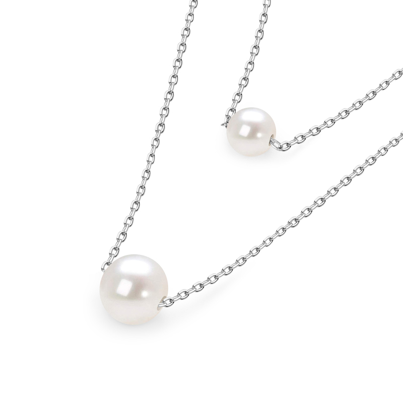 Double-Layered 5.5-6 mm & 8-8.5 mm Freshwater White Pearl Necklace