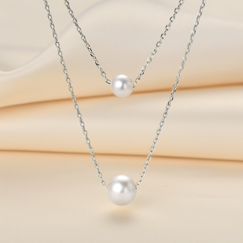 Double-Layered 5.5-6 mm & 8-8.5 mm Freshwater White Pearl Necklace