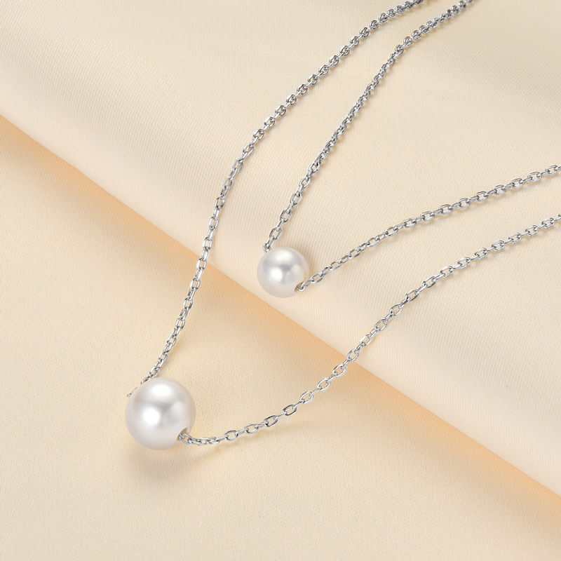 Double-Layered 5.5-6 mm & 8-8.5 mm Freshwater White Pearl Necklace