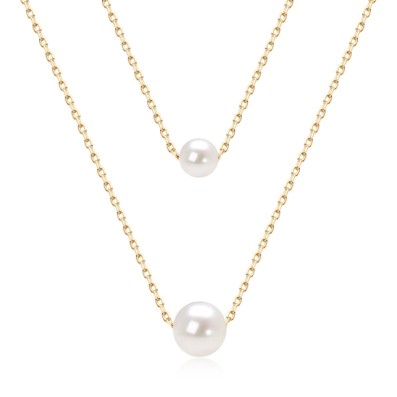Double-Layered 5.5-6 mm & 8-8.5 mm Freshwater White Pearl Necklace