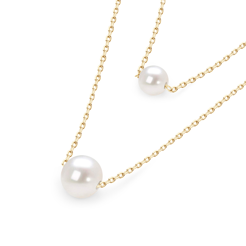 Double-Layered 5.5-6 mm & 8-8.5 mm Freshwater White Pearl Necklace