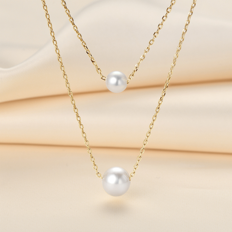 Double-Layered 5.5-6 mm & 8-8.5 mm Freshwater White Pearl Necklace