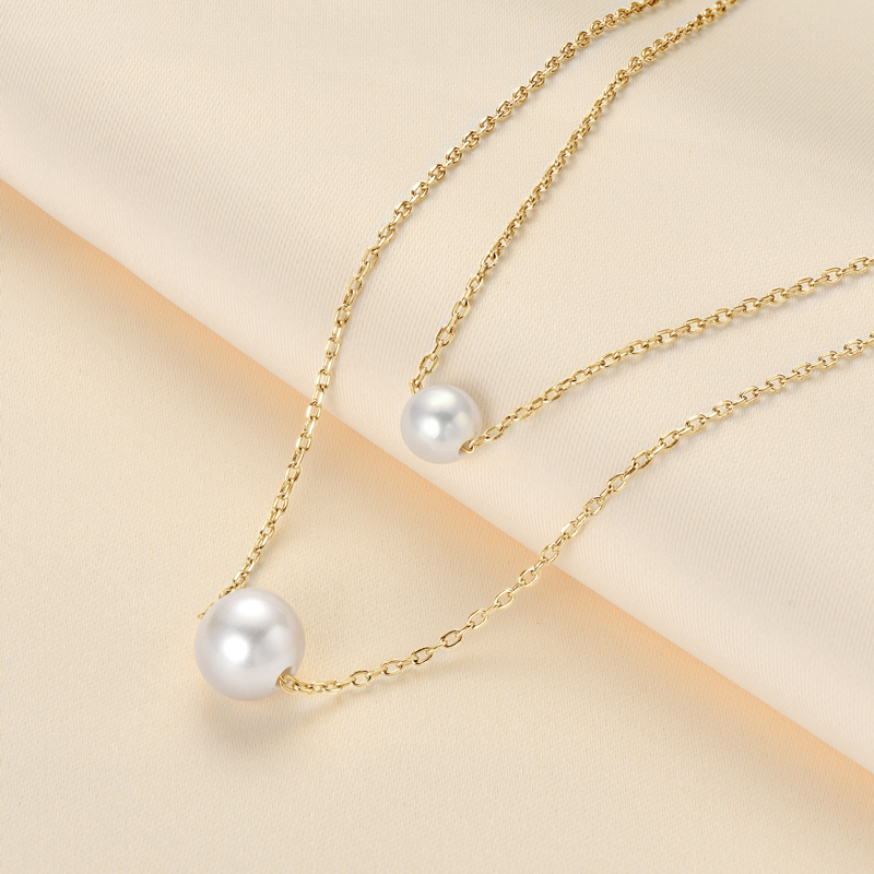 Double-Layered 5.5-6 mm & 8-8.5 mm Freshwater White Pearl Necklace