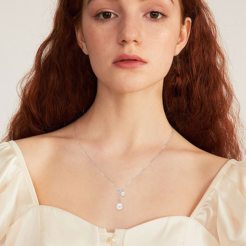 5-6 mm & 8-9 mm Freshwater Pearl Pendant Y-Chain Necklace