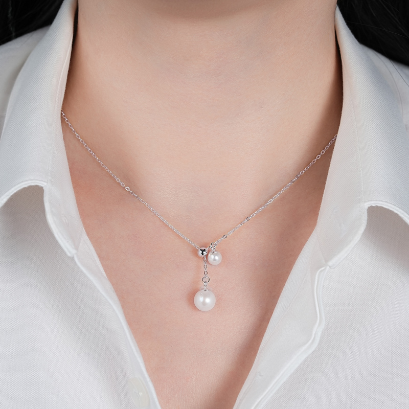 5-6 mm & 8-9 mm Freshwater Pearl Pendant Y-Chain Necklace