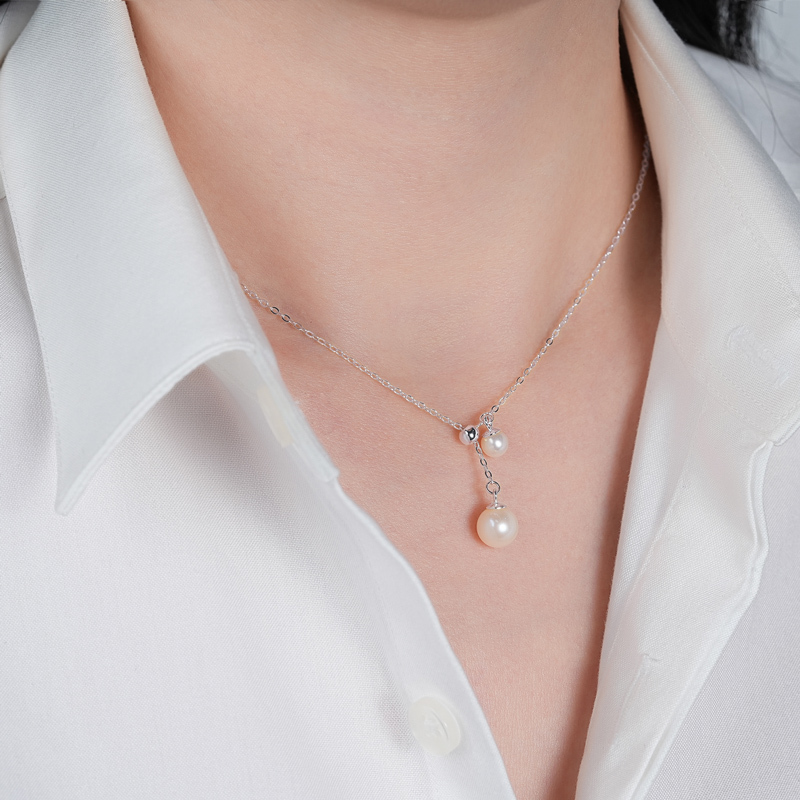 5-6 mm & 8-9 mm Freshwater Pearl Pendant Y-Chain Necklace