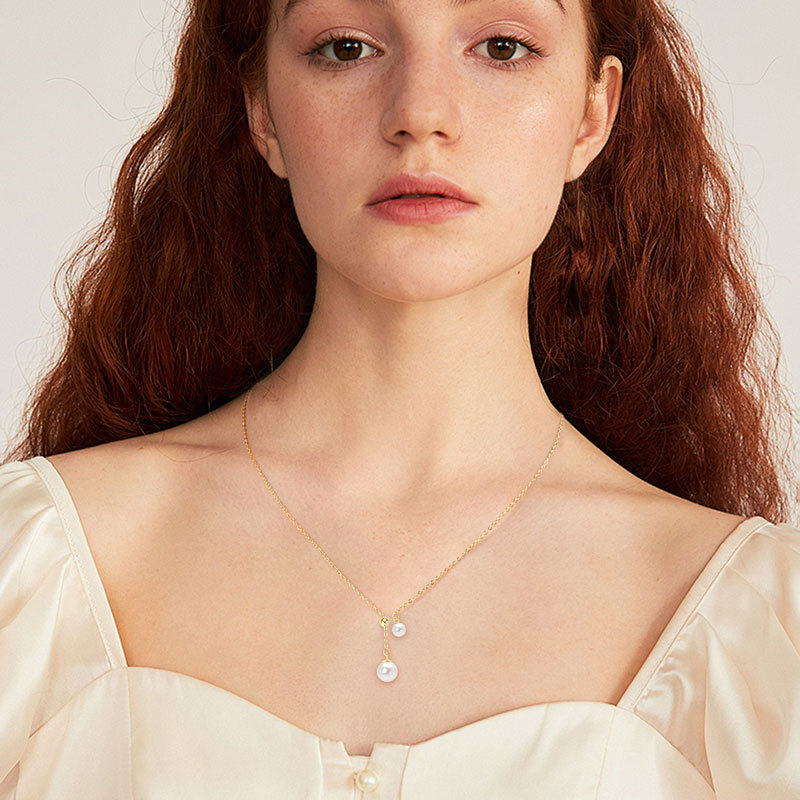 5-6 mm & 8-9 mm Freshwater Pearl Pendant Y-Chain Necklace