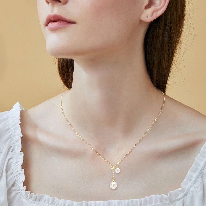 5-6 mm & 8-9 mm Freshwater Pearl Pendant Y-Chain Necklace