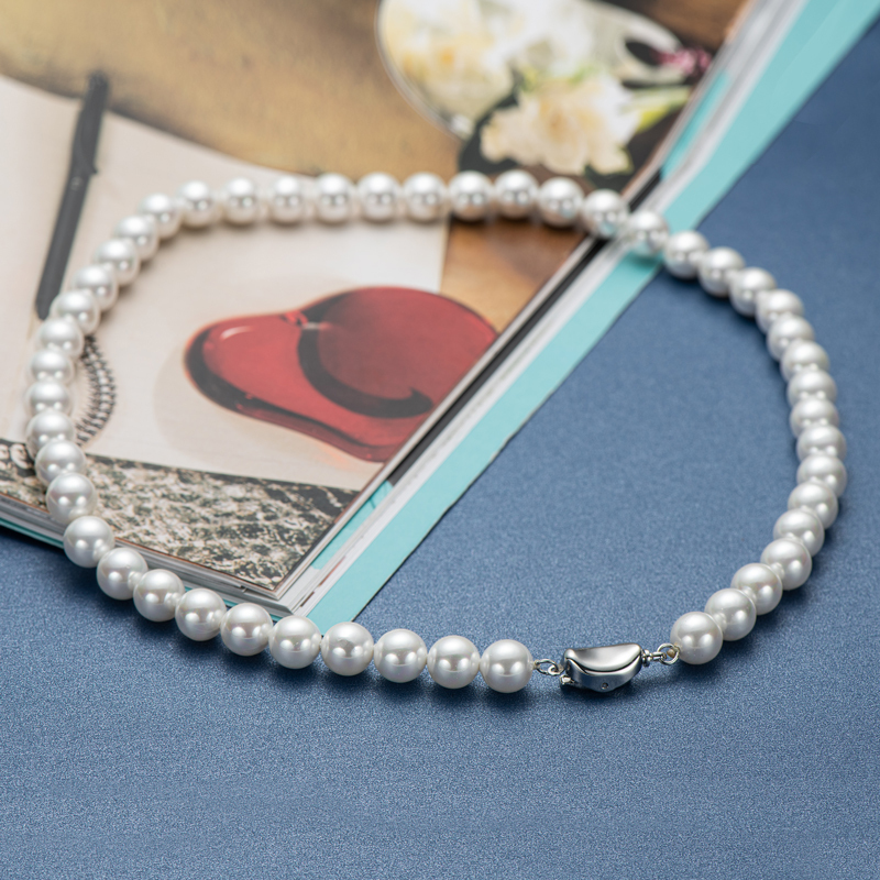 8-9 mm Freshwater White Beaded Pearl Necklace
