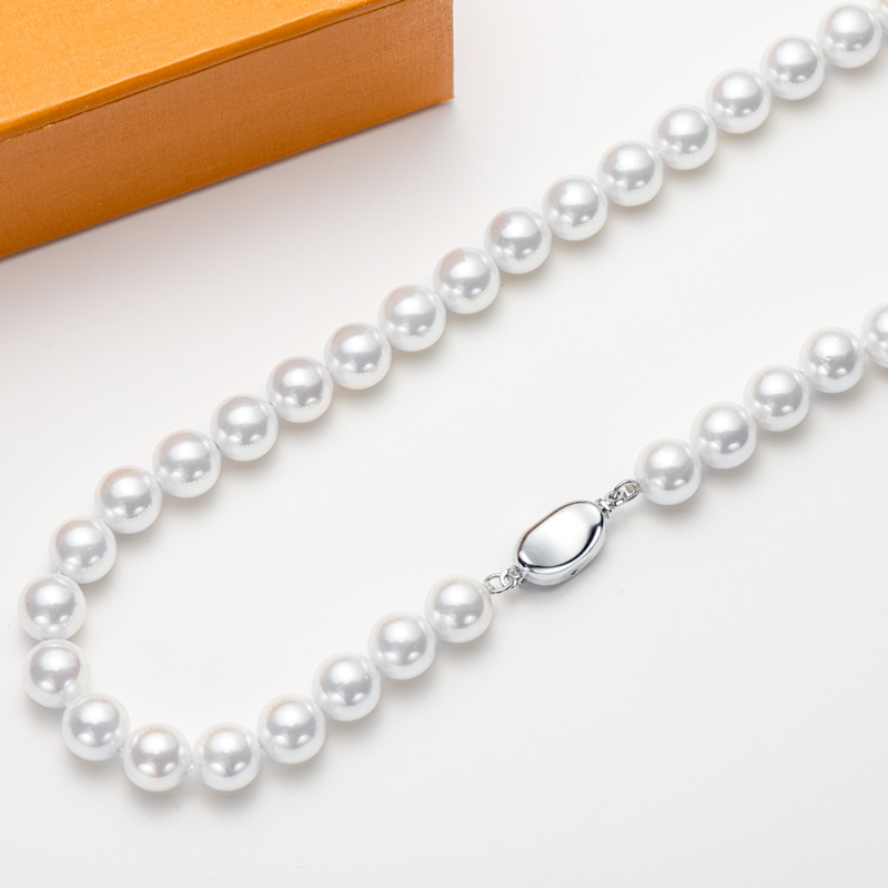 8-9 mm Freshwater White Beaded Pearl Necklace