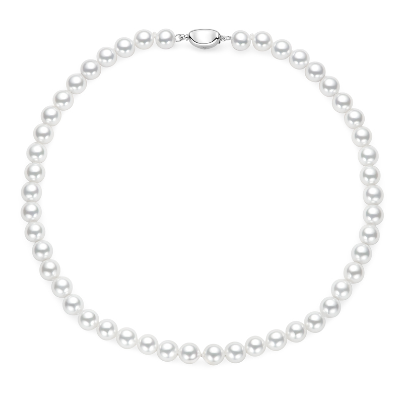 8-9 mm Freshwater White Beaded Pearl Necklace