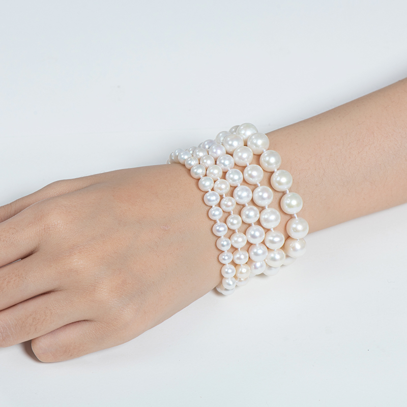 High-Gloss Freshwater White Mother-of-Pearl Beaded Bracelets