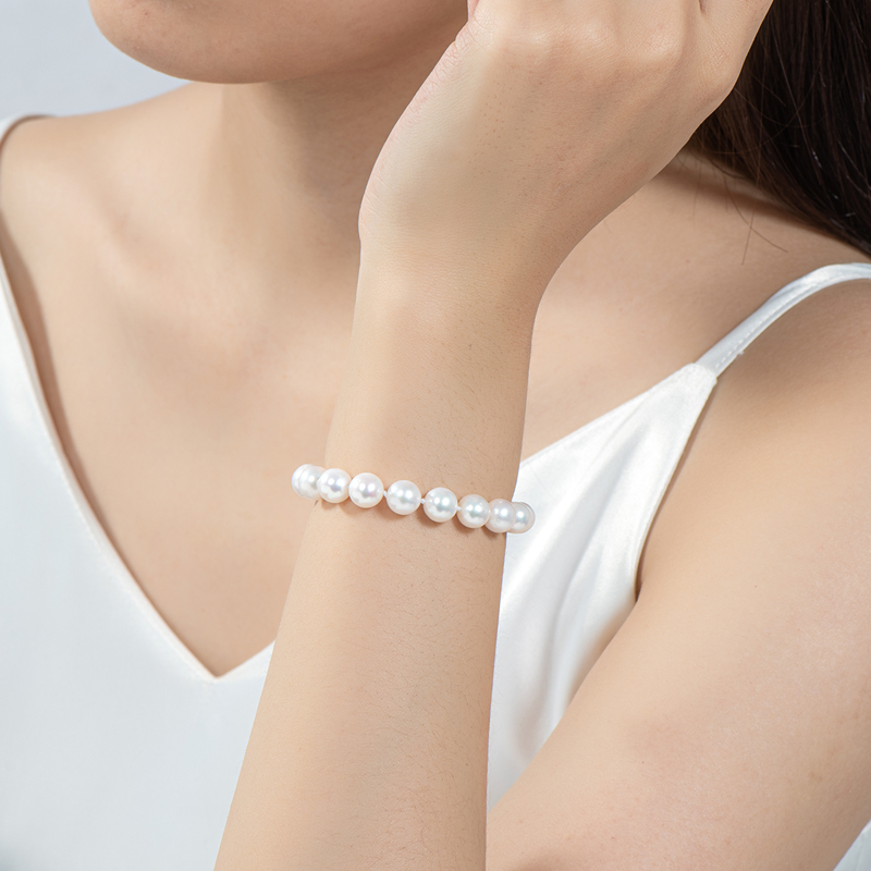 High-Gloss Freshwater White Mother-of-Pearl Beaded Bracelets