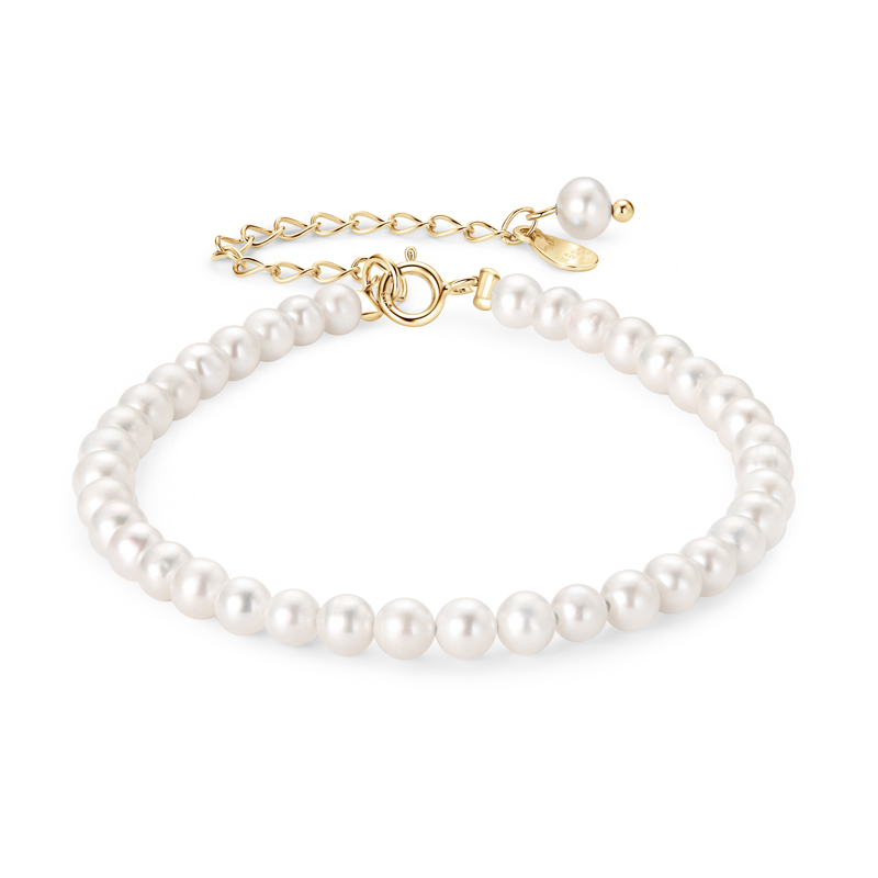 Classic Gold Charms 3mm / 4mm Natural Freshwater Pearl Bracelet
