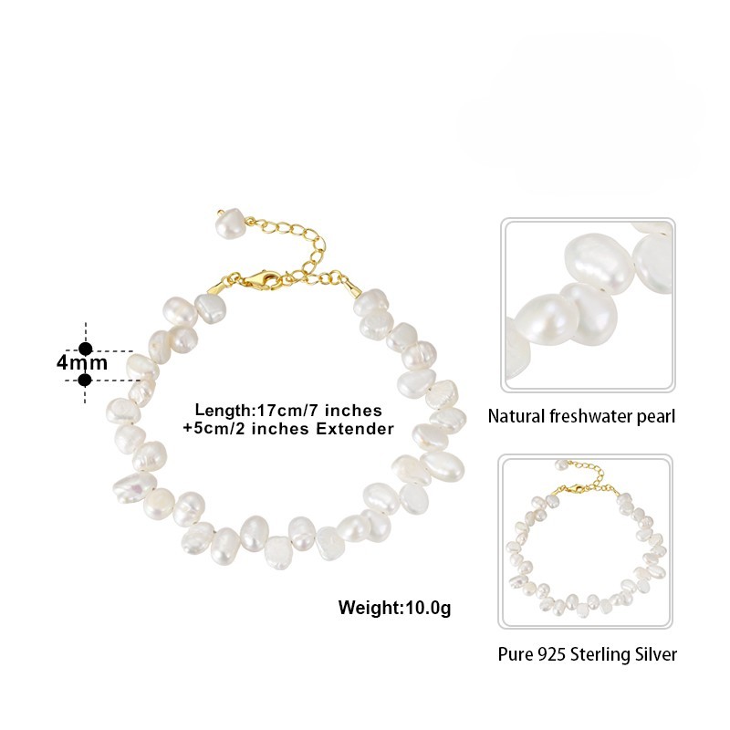 4 mm Freshwater Cultured Baroque Pearl Bracelet