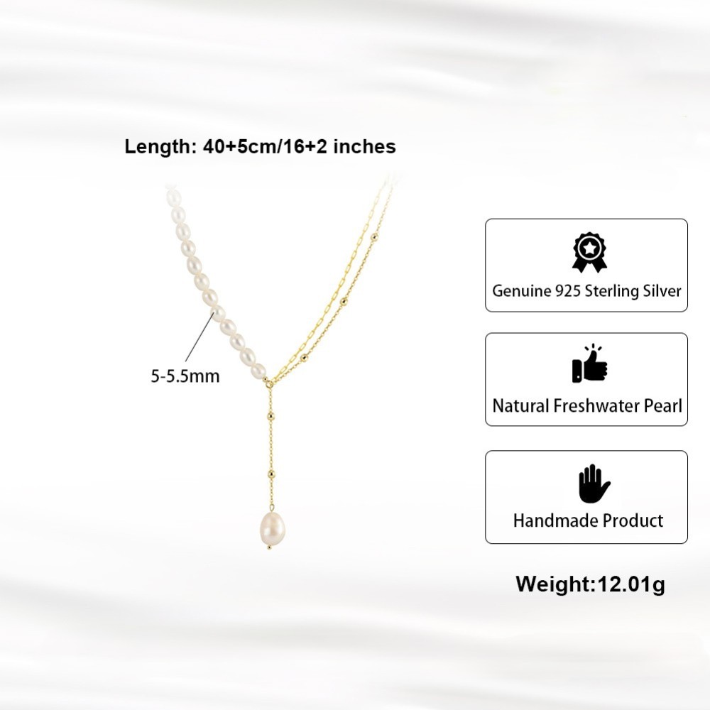 Trendy 14K Gold-Plated Paperclip Chain/Ball Chain Layer Necklace with Cultured Freshwater Pearls