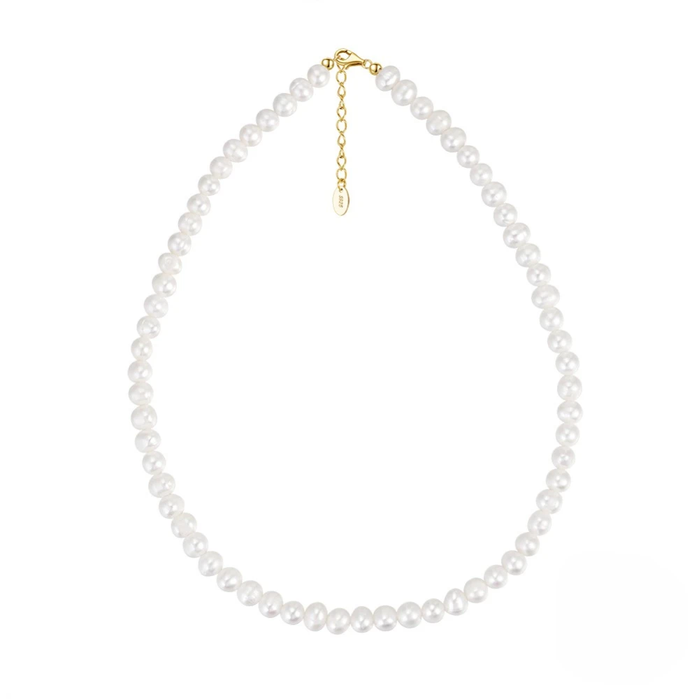 Ruyvia freshwater baroque pearl necklace in a yellow-gold tone
