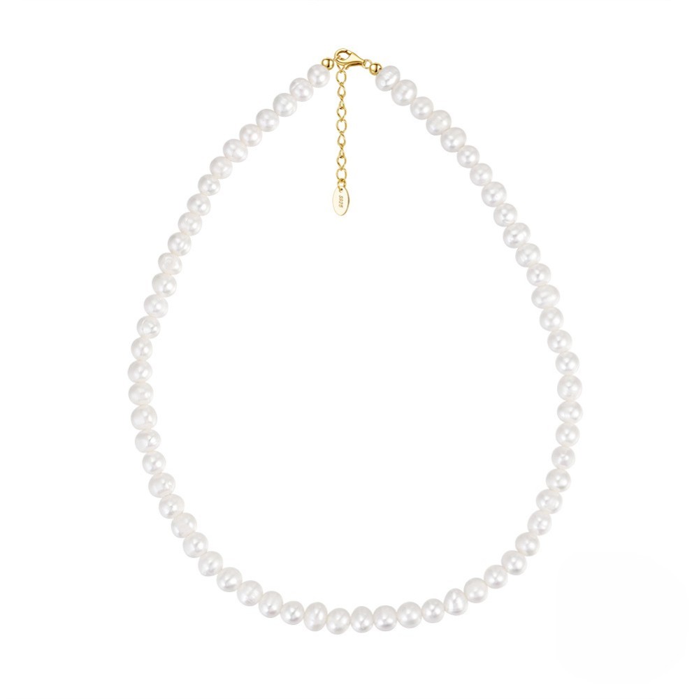 Classic 6.5-7 mm Freshwater Cultured Pearl Necklace with 14K Gold-Plated Lobster Clasp