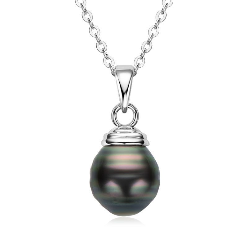 11 mm Seawater Tahitian Black Baroque Pearl Pendent Necklace