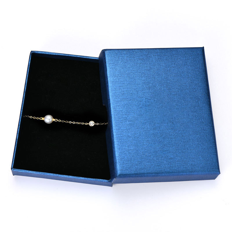 6-6.5 mm Natural Freshwater Pearl & 3 mm Cubic Zirconia Link Chain Bracelet