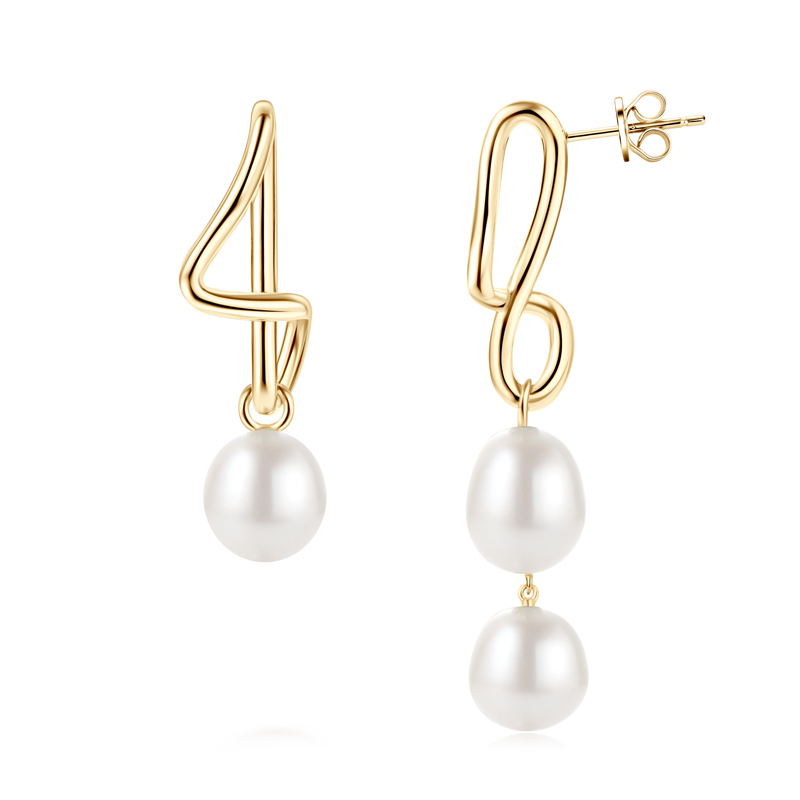 8-9 mm Freshwater Irregular Pearl Drop Earrings