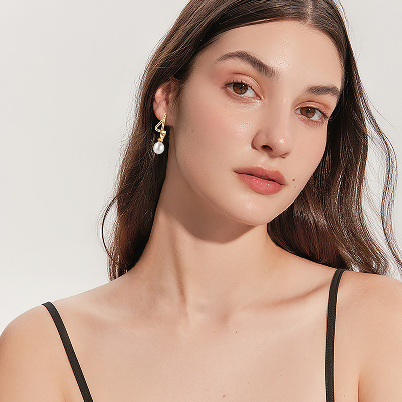 8-9 mm Freshwater Irregular Pearl Drop Earrings