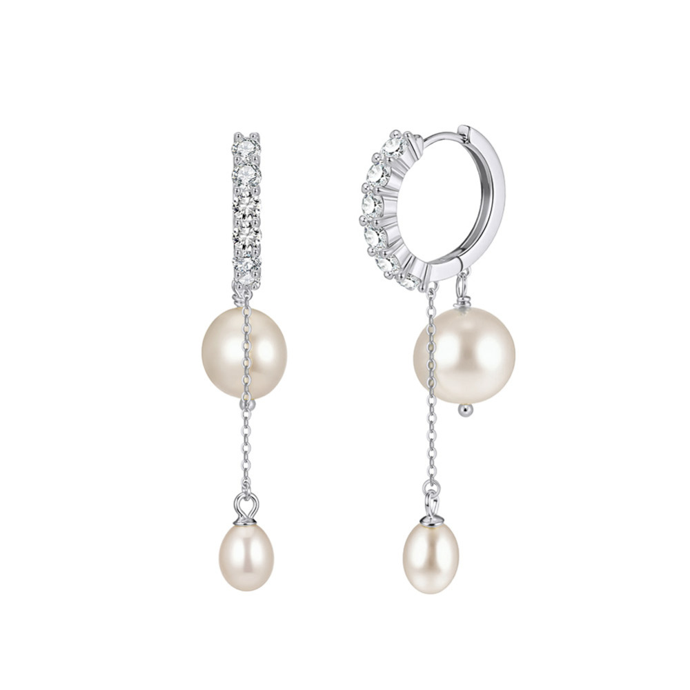 9.5-10 mm Freshwater Baroque Pearl Tassel Huggie Hoop Earrings