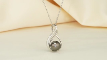 9-10mm Seawater Tahitian Black Pearl with 1mm/0.9mm/0.8mm Moissanite Infinity Pendant Necklace