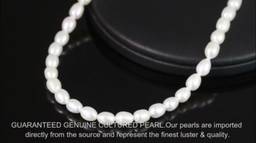 6.5-7 mm Freshwater Cultured Rice-Shaped Pearl Necklace with 14K Gold-Plated Lobster Clasp