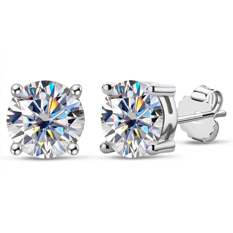 Classic 4-Prong Moissanite Stud Earrings - VVS Round Cut