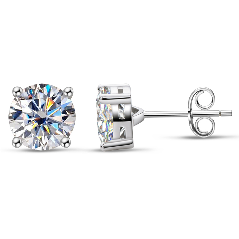 Classic 4-Prong Moissanite Stud Earrings - VVS Round Cut