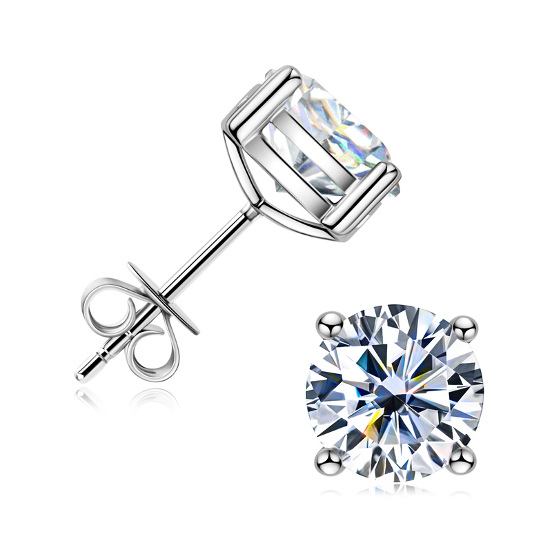 Classic 4-Prong Moissanite Stud Earrings - VVS Round Cut