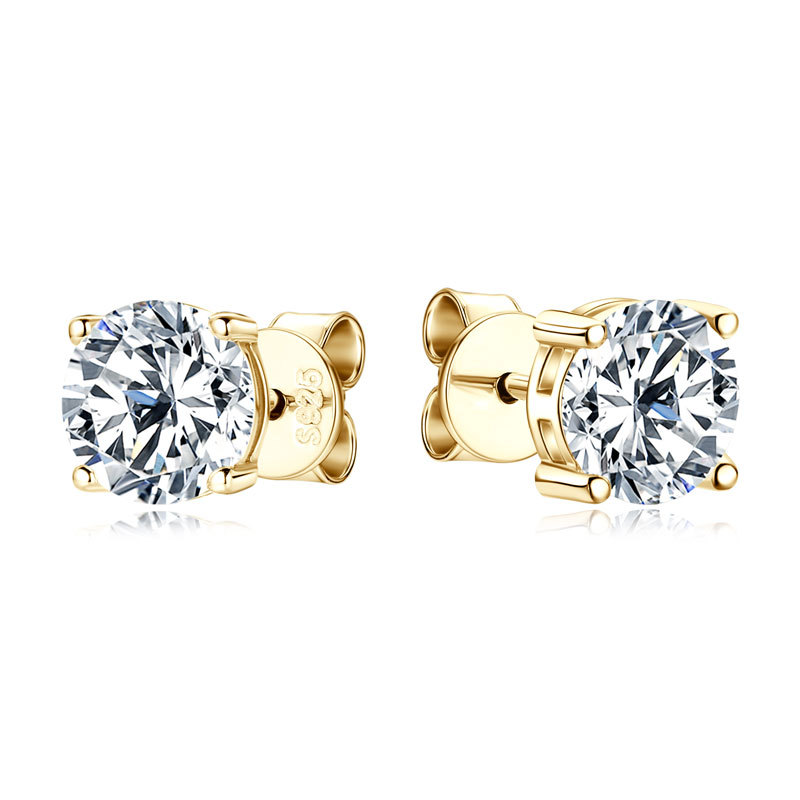 Classic 4-Prong Moissanite Stud Earrings—VVS Round Cut