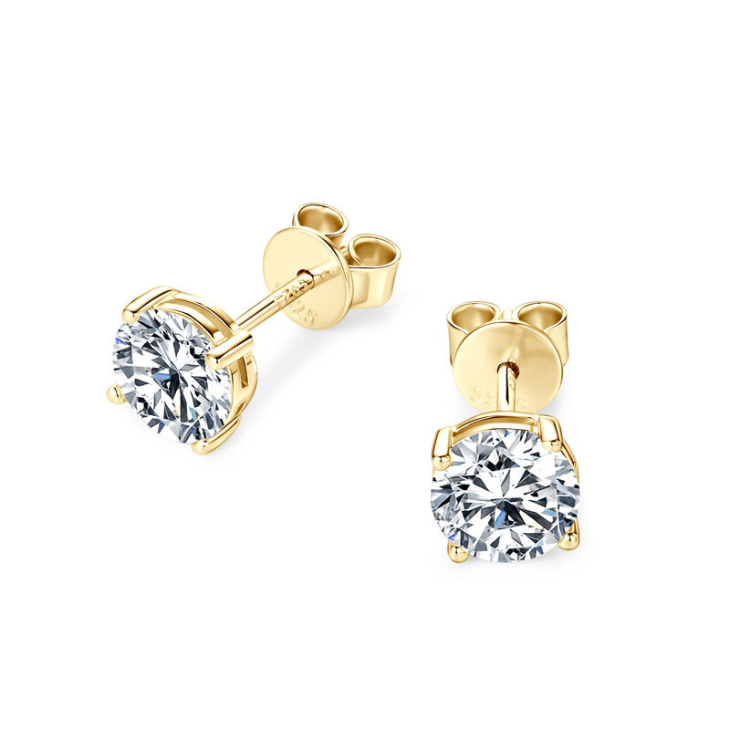 Classic 4-Prong Moissanite Stud Earrings—VVS Round Cut