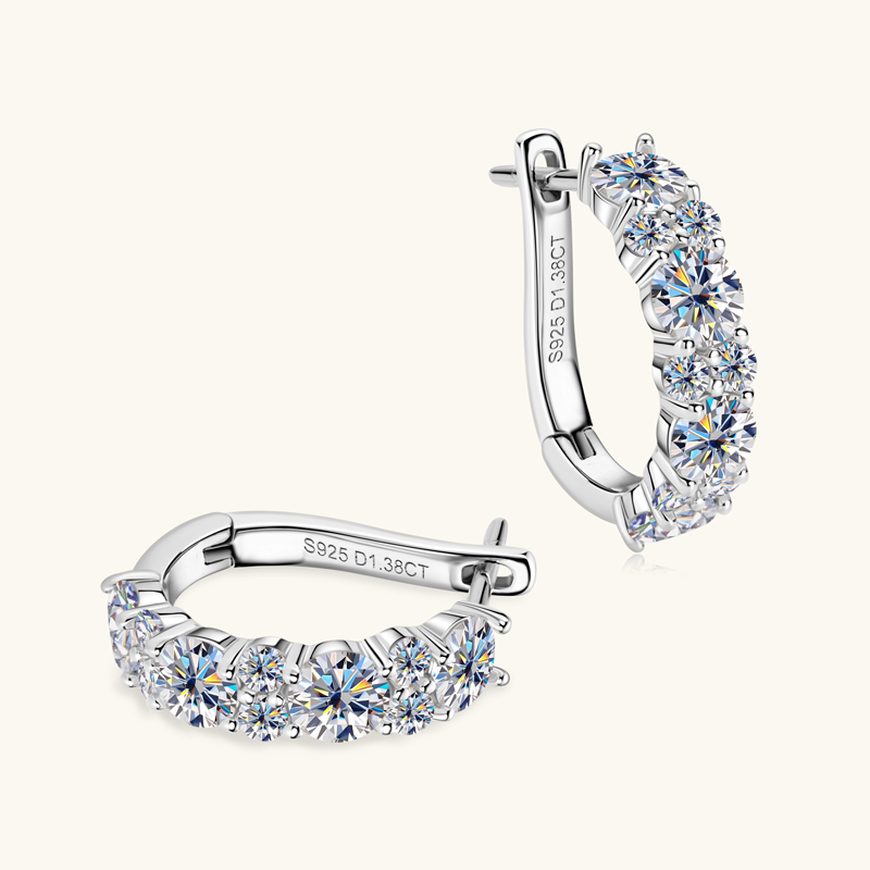 2.76ct Brilliant Round Cut Moissanite Hoop Earrings — D Color VVS1 Clarity