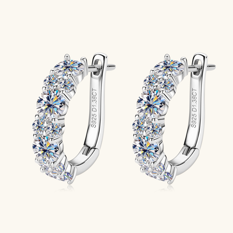 2.76ct Brilliant Round Cut Moissanite Hoop Earrings — D Color VVS1 Clarity