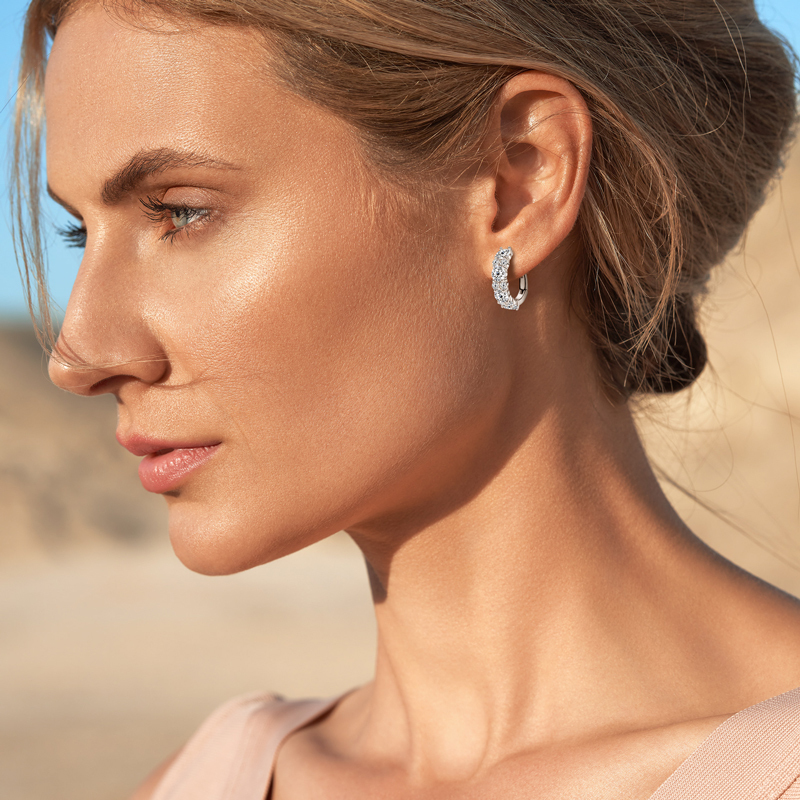 2.76ct Brilliant Round Cut Moissanite Hoop Earrings — D Color VVS1 Clarity