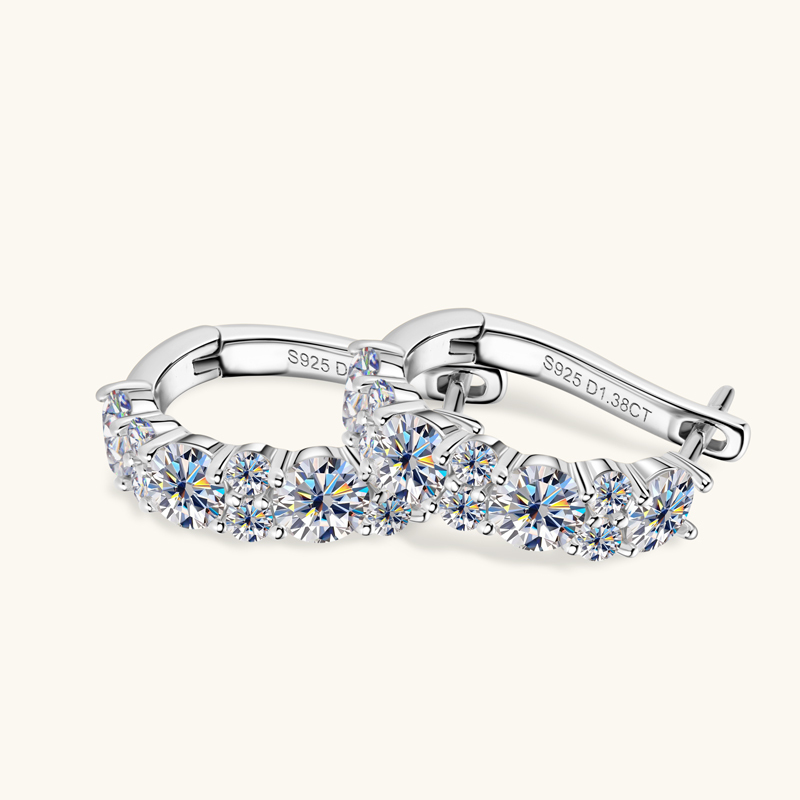 2.76ct Brilliant Round Cut Moissanite Hoop Earrings — D Color VVS1 Clarity