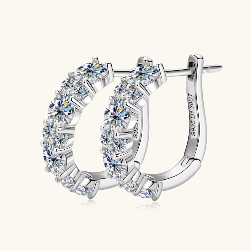 2.76ct Brilliant Round Cut Moissanite Hoop Earrings — D Color VVS1 Clarity